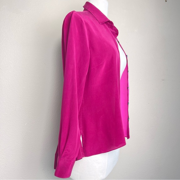 Jonathan Simkhai Silk Shirt | Pink Color Block Button Down Blouse Top | size: XS - Picture 7 of 13